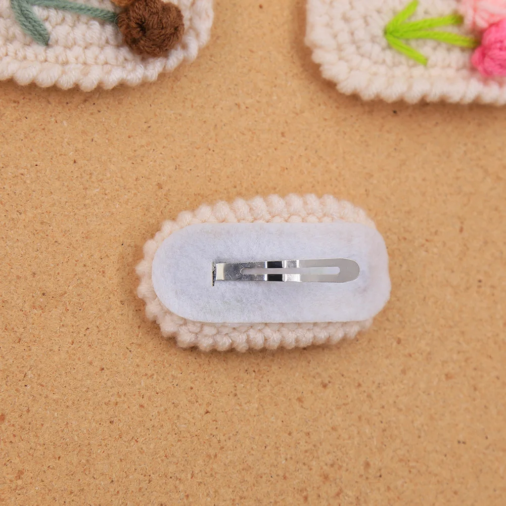 Crochet Knitted Tulip Baby Girls Hair Pins 7cm Sweet Flower Snap Clips Hairgrips Handmade Safety Hair Bows Accessories