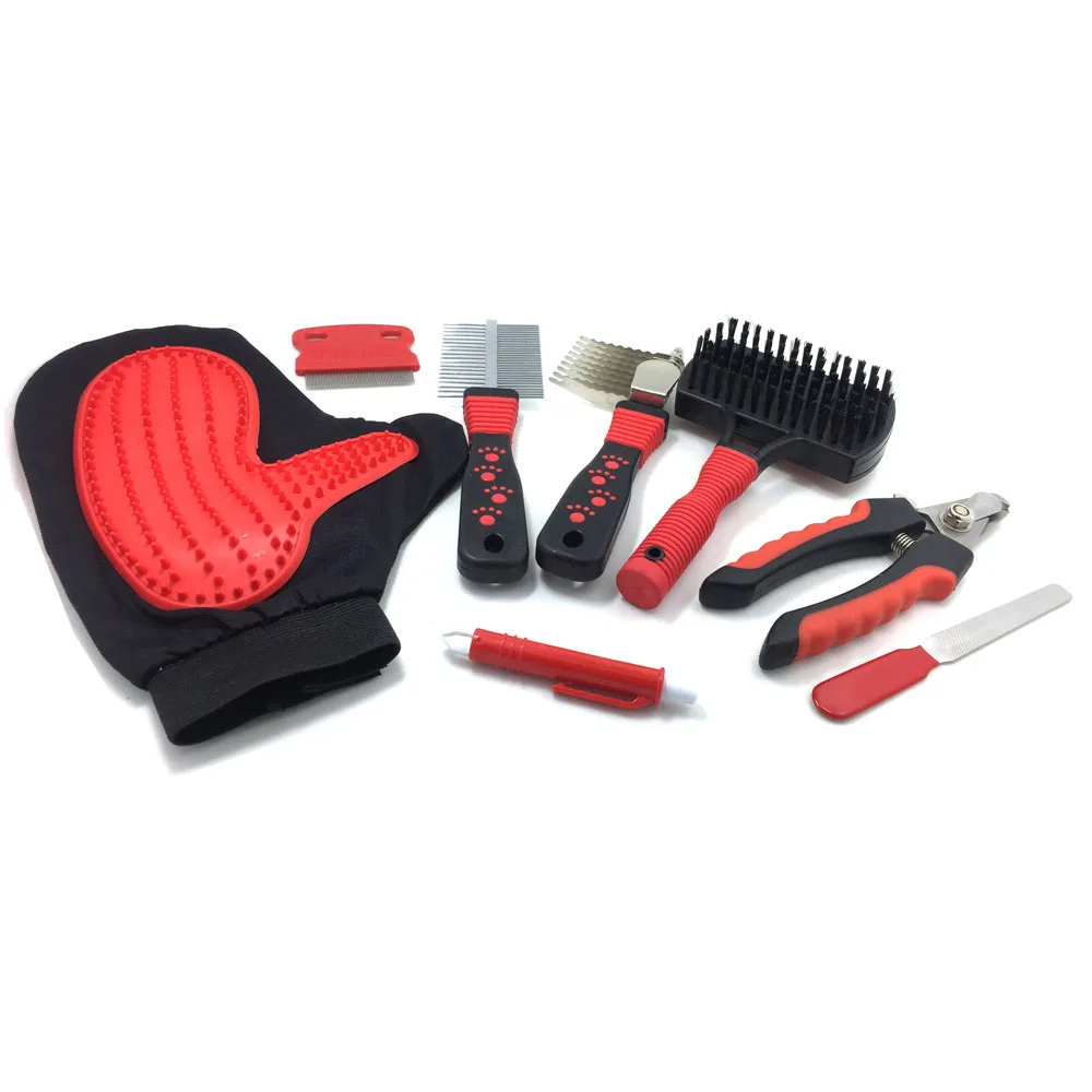 7 in 1 Professional Pet Grooming Kit Care Box Nail Trimming with File,Slicker Brush,Deshedding Tool,Comb,Undercoat Rake