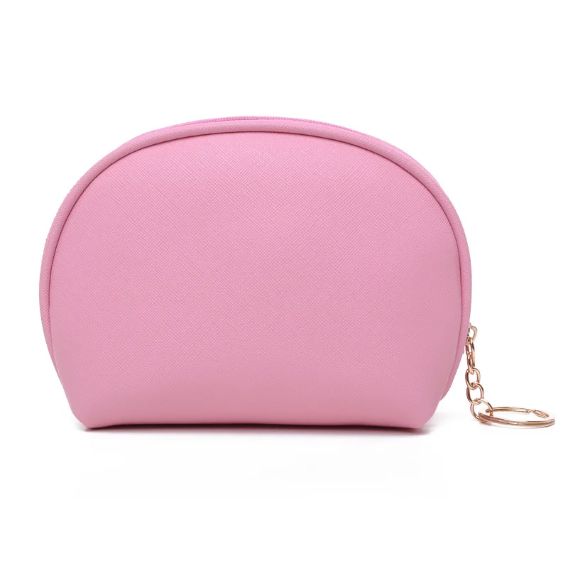 Personalized Leather Cosmetic Bag with PU Zipper Patchwork Color & Key Chain Fashionable Brush Holder Makeup Case Gift