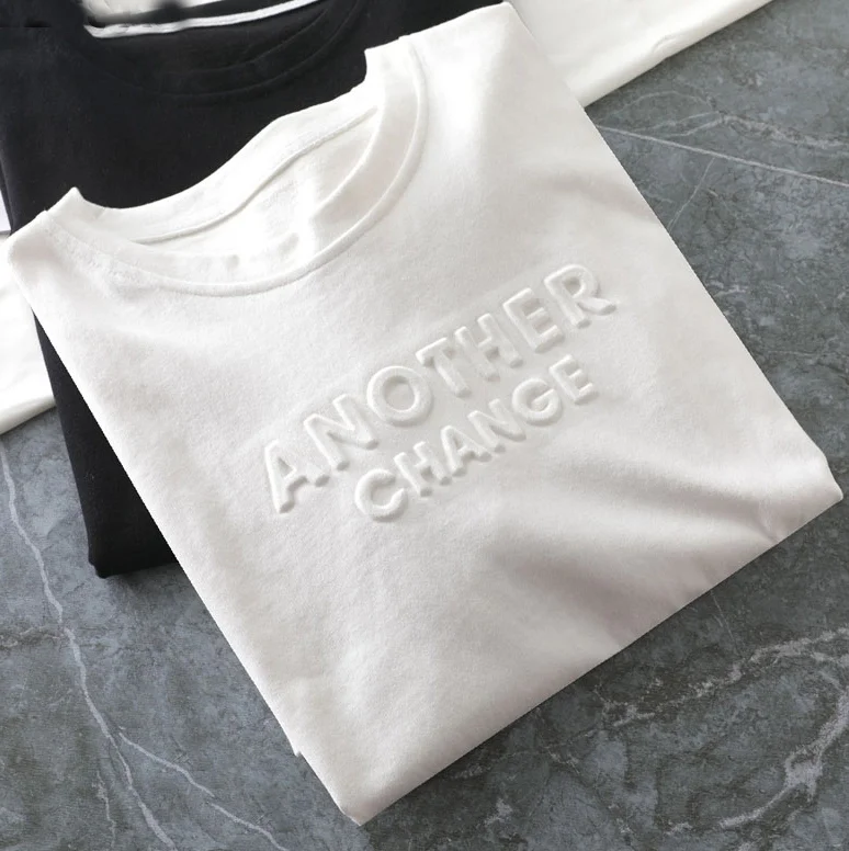 OEM high quality design oversized cotton custom logo 3d embossed t shirt for men