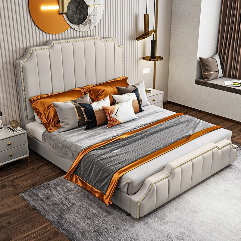 Italian style design home bedroom furniture luxury double bed
