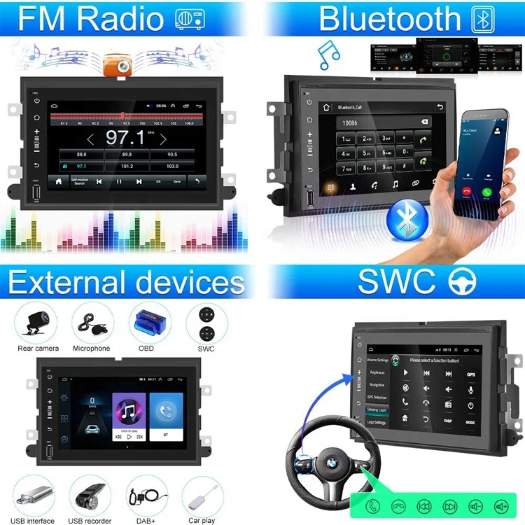 Car radio for Ford F150 F250 E250 Shelby Montego Milan Sable Mountaineer Fusion Taurus Escape Edge Mustang Explorer MKX
