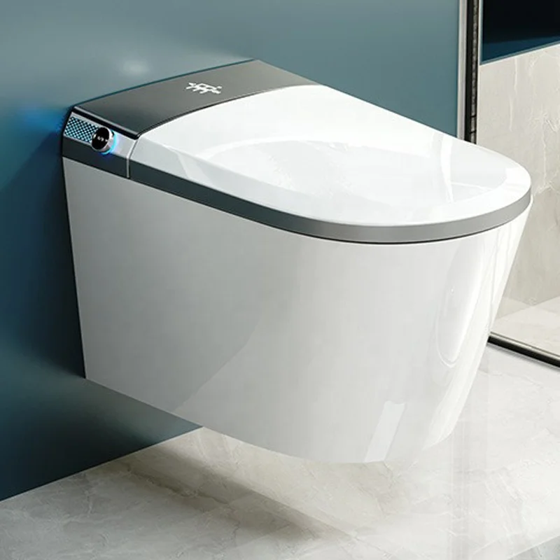 Intelligent porcelain wc wall hanging mounted water closet toilet bowl bathroom automatic ceramic one piece siphon smart toilet