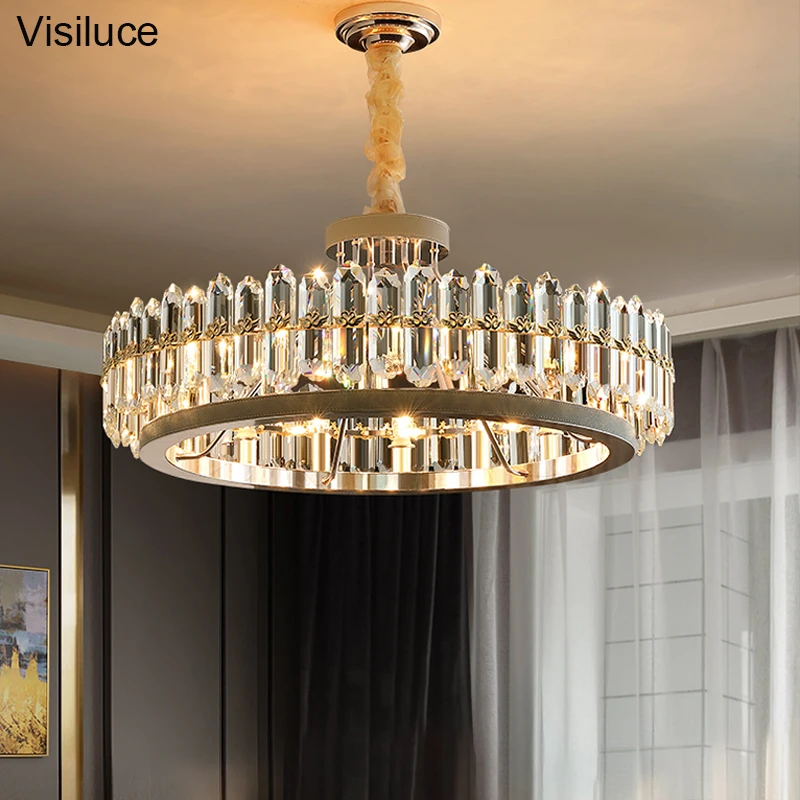 2021 New Contemporary Design Gold K9 Crystal Pendant Lamp Decorative Living Room Bedroom Modern Chandelier