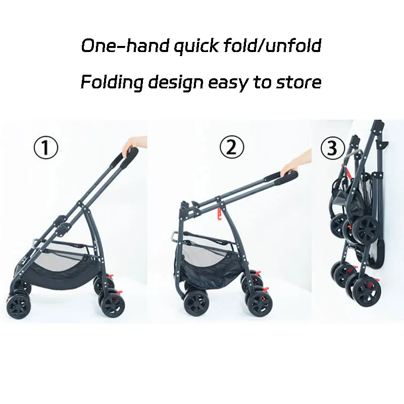 Wholesale Price Travel Pet Stroller Quick Fold Detachable Carrier Large Space Durable EVA 4 Wheels Luxury Pet Strollers