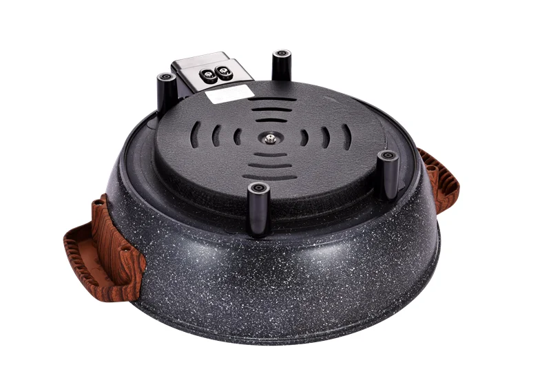 Круглая электрическая сковорода 32 см, черная каменная антипригарная электрическая сковорода