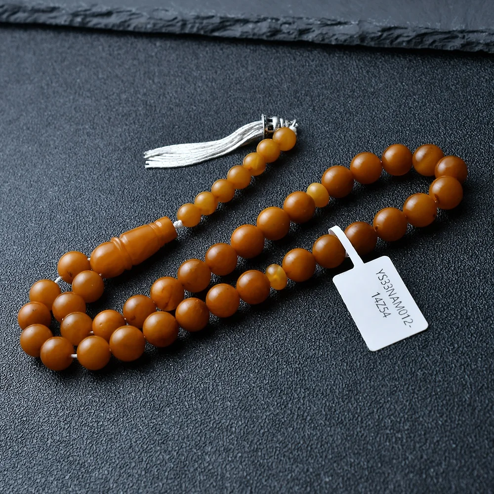 YS33NAM009 Natural Amber 925 Sterling Silver Tassel Prayer Bead Amber Prayer Beads Muslim Prayer Beads Islamic Tasbih Tesbih