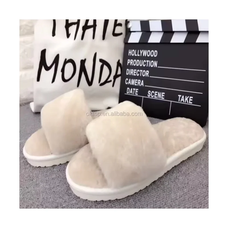 Тапочки из овчины мягкие теплые шерстяные австралийские модные тапочки