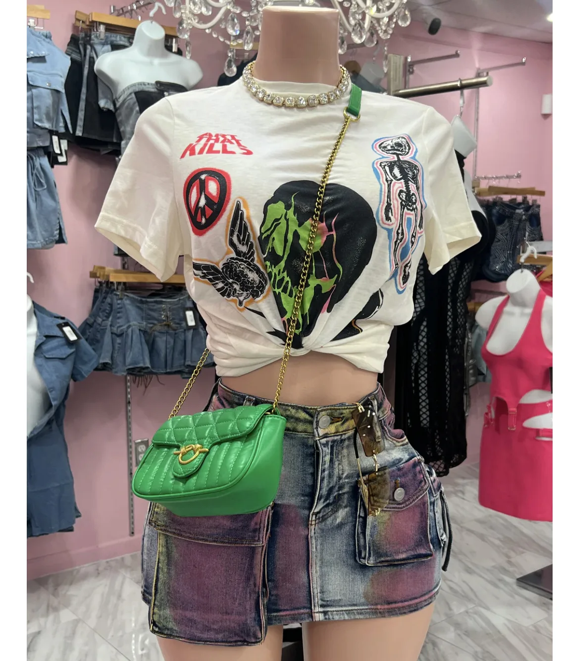 Y2k Trendy Cargo Jeans Skirt and Cotton Loose Shirt Top Summer 2024 Wholesale Women Stretch Ombre Denim Mini Pencil Skirts