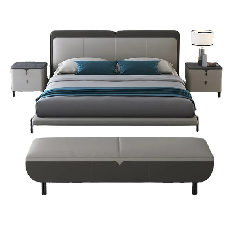 Luxury modern bedroom leather bench bed end stool storage bed bench