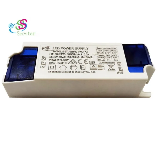Изолированный SELV TUV SAA CE CB ERP PF> 0 95 без мерцания выход DC27-40V 650-800 мА 22-32 Вт DIP СВЕТОДИОДНЫЙ импульсный источник питания
