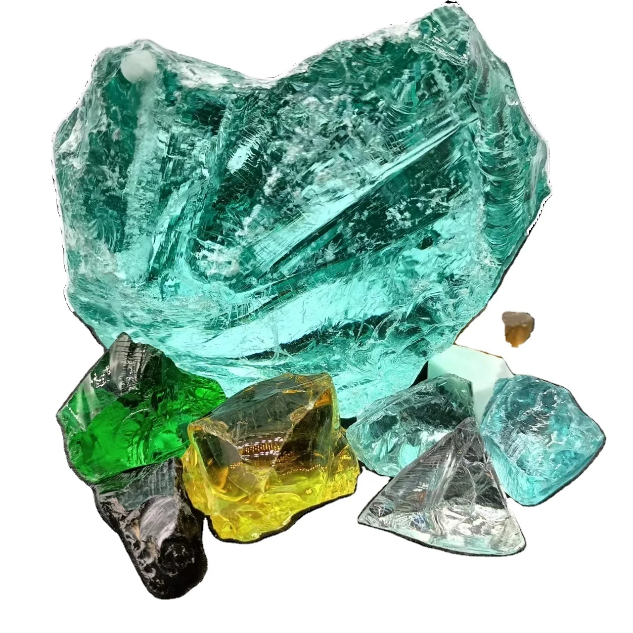Multi-functional recycled Landscaping Colorful aqua Crushed glass boulders