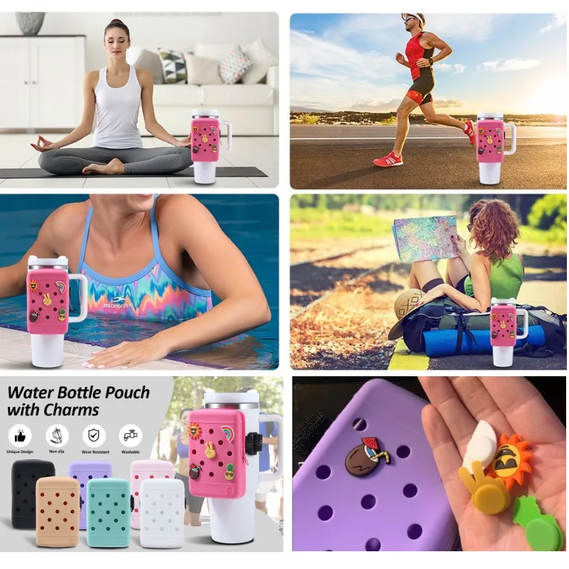 New Manufacturer bulk silicone pouch for tumbler ready to ship storage bag 40oz tumbler bag for mug suit stanly cups accessories