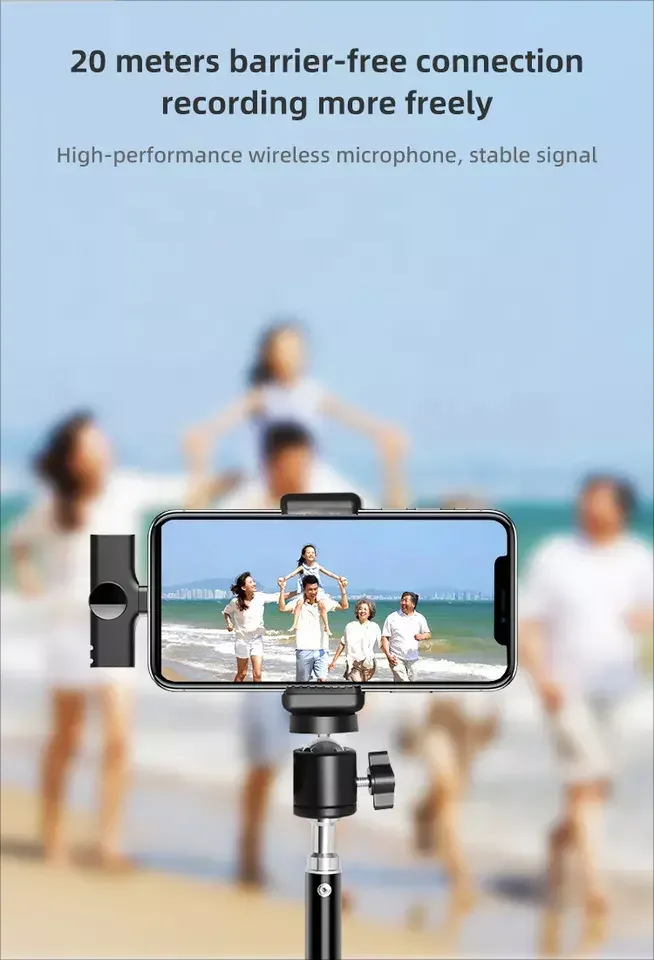 Factory wholesale Portable Wireless Stereo Lavalier Microphone Live Interview Outdoor Mini Noise Cancelling Lapel Mic