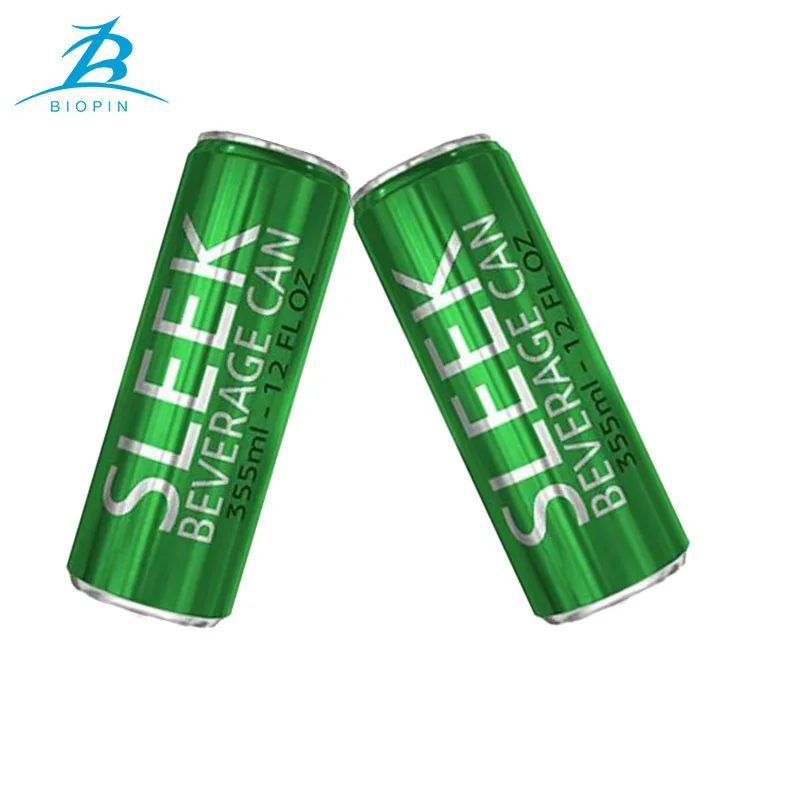 Empty printed 12oz metal aluminum can 355ml sleek cans with 202#SOT lid for soda energy drink beverage beer packaging