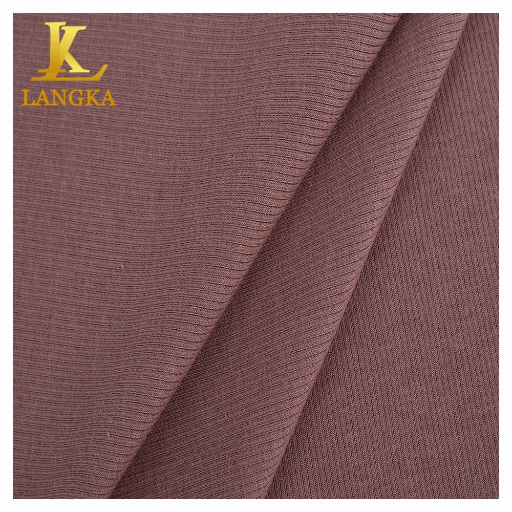 Langka custom elastane 92% bamboo fiber 8% spandex 2*2 rib knit fabric for pajamas sleepwear
