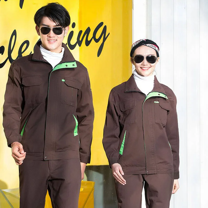 Autumn young men and women simple fashion workers workshop work suit uniform