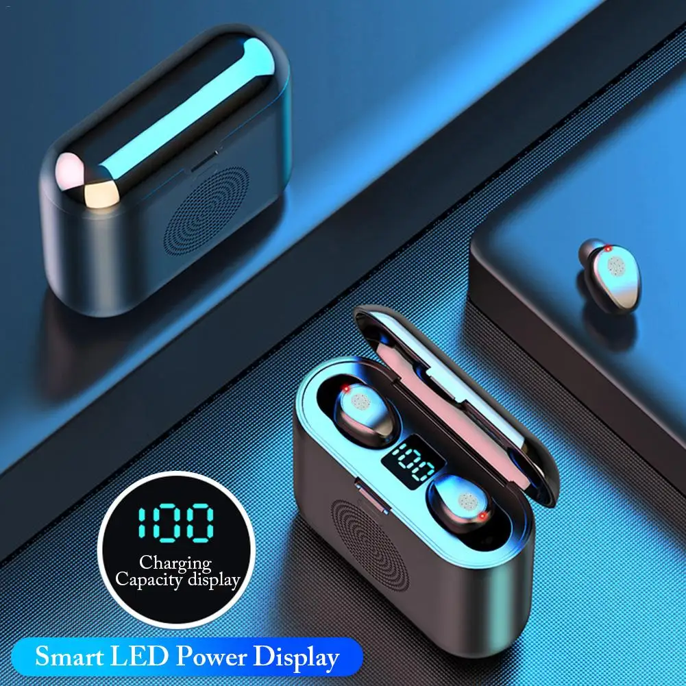 2021 new noise cancelling sports F9 Auriculares BT5.0 wireless earbuds with power bank battery Wireless Headset TWS mini speaker
