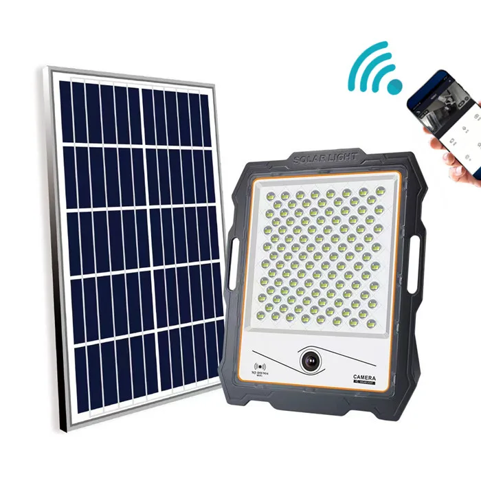 Cheap price 30ah lithium battery floodlight camera outdoor 4k solar lamp with remote control