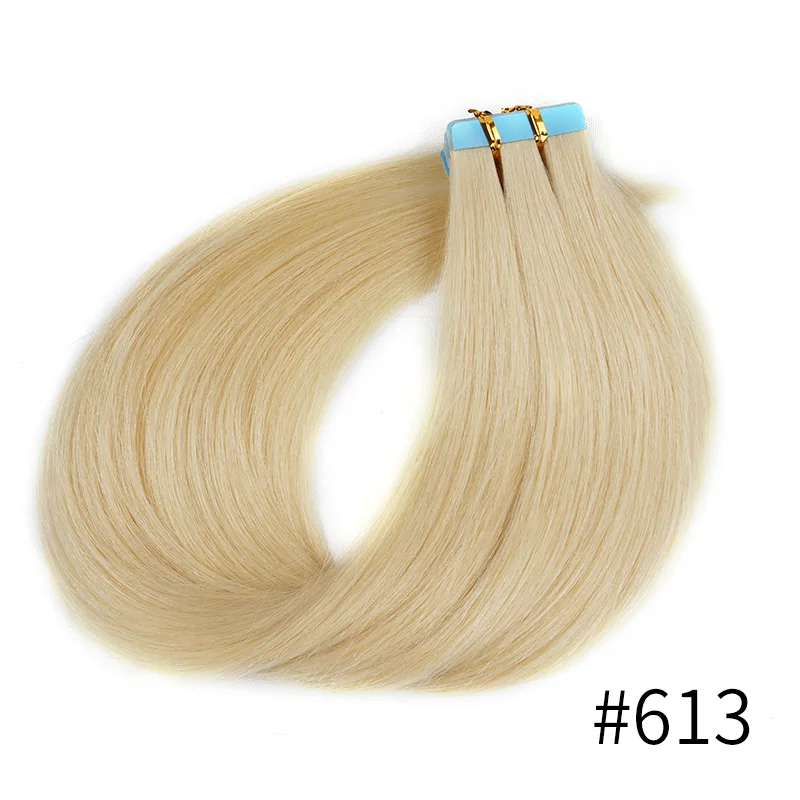 Clip in hair weave glueless blonde natural virgin raw indian russian tape in hair extensions 100human hair