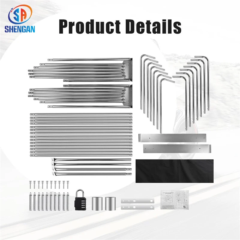 Outdoor 600d Polyester Oxford Folding Motorcycle Bike Box Garage Storage Cover Set Hard Shelter