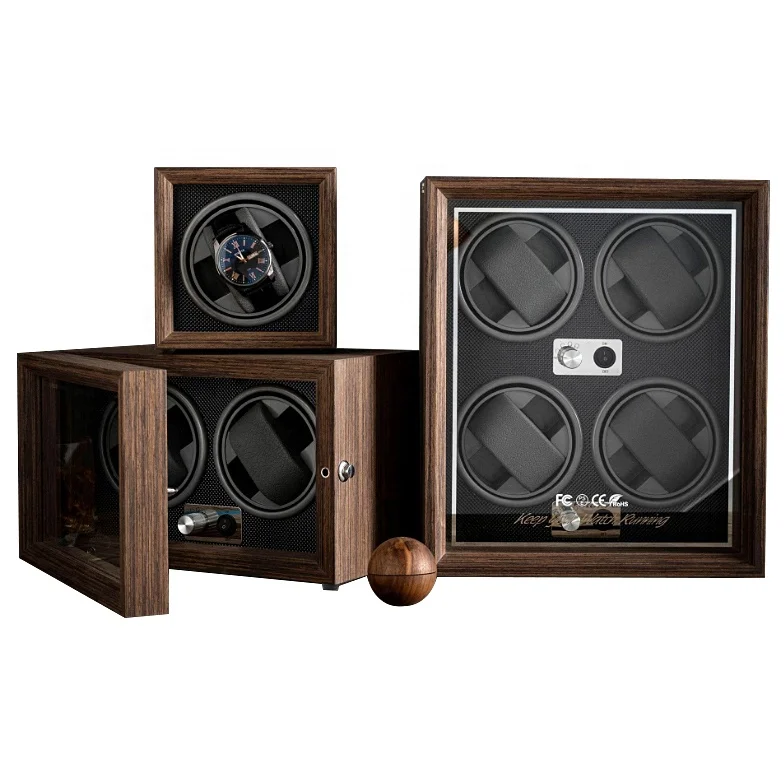Luxury Walnut Wood Safe Men Watch Storage Box Automatic Silent Rotate Watch Winder