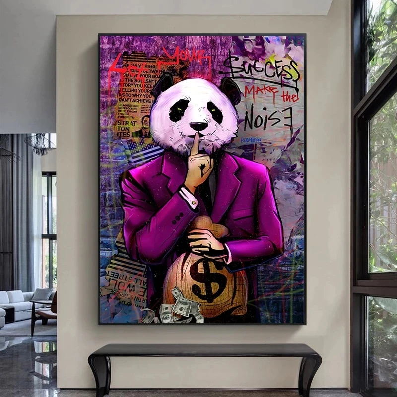 
Panda Let Your Success Make The Noise Motivitional Quotes Wall Art Picture For Home Decor Caudros Living Room Decoration Canvas 