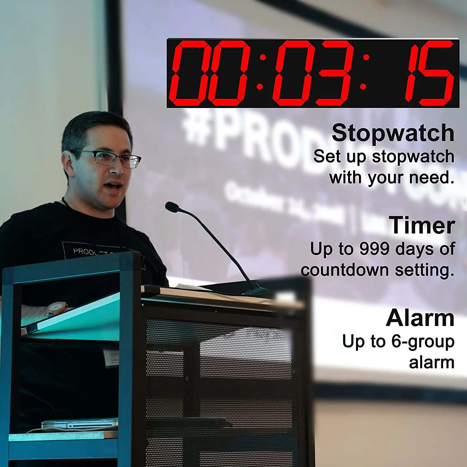 Jhering 6-Inch LED Day Countdown Clock Large Screen Multifunction Digital Alarm Wall Clock for Education and Advertising