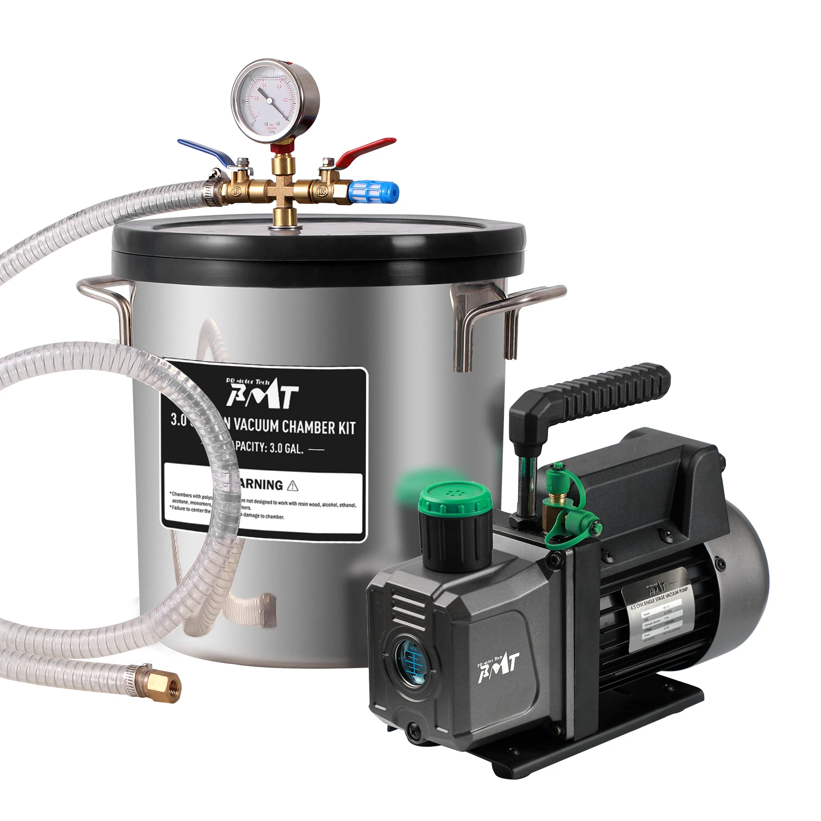 Комплект вакуумной камеры PB Motor Tech 3 галлона с вакуумным насосом 4.5CFM