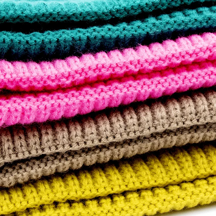 Ribbed Logo Embroidery Knitted Winter Cap Warm Knitted Beanie Hat Custom Acrylic Knitted Beanie