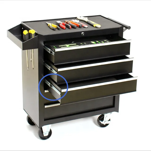 Full extension metal tool box drawer slide with pocket bayonet lever disconnect for Workshop Garage Toolbox Tool Trolley Cabinet