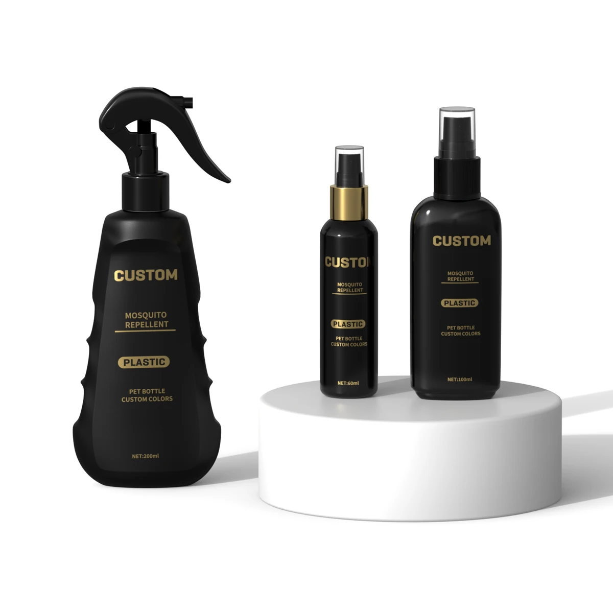 Empty Refillable Liquid Container 100ml 200ml  PET Plastic Spray Bottles with Black Trigger Sprayer