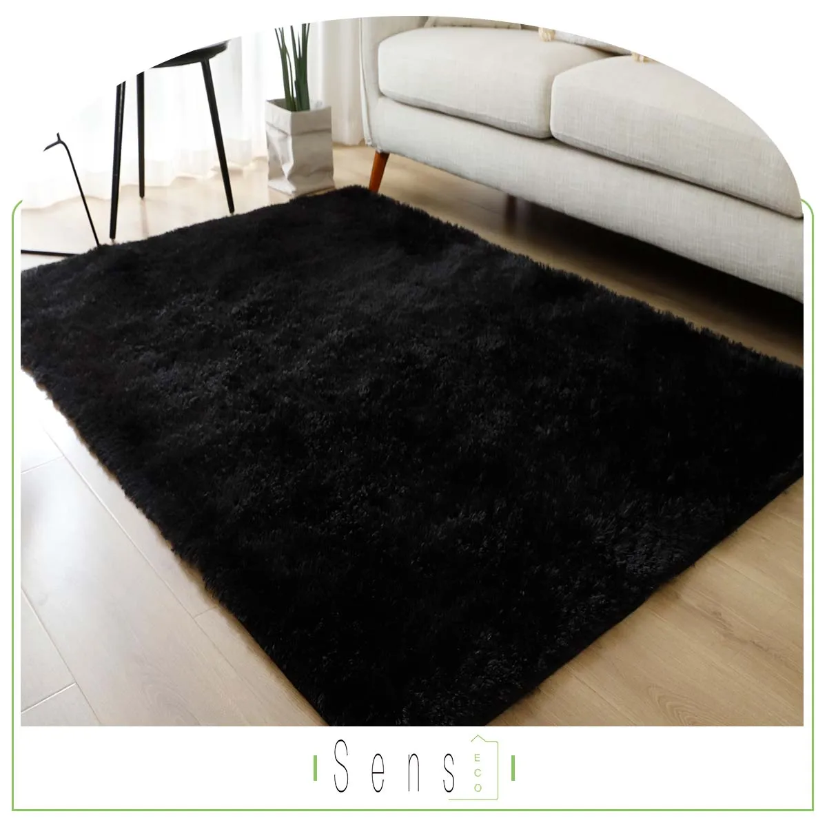 Large Size Living Room Rug Tianjin Black Luxury Carpet Polyester Shaggy Rug Home Carpet For Living Room