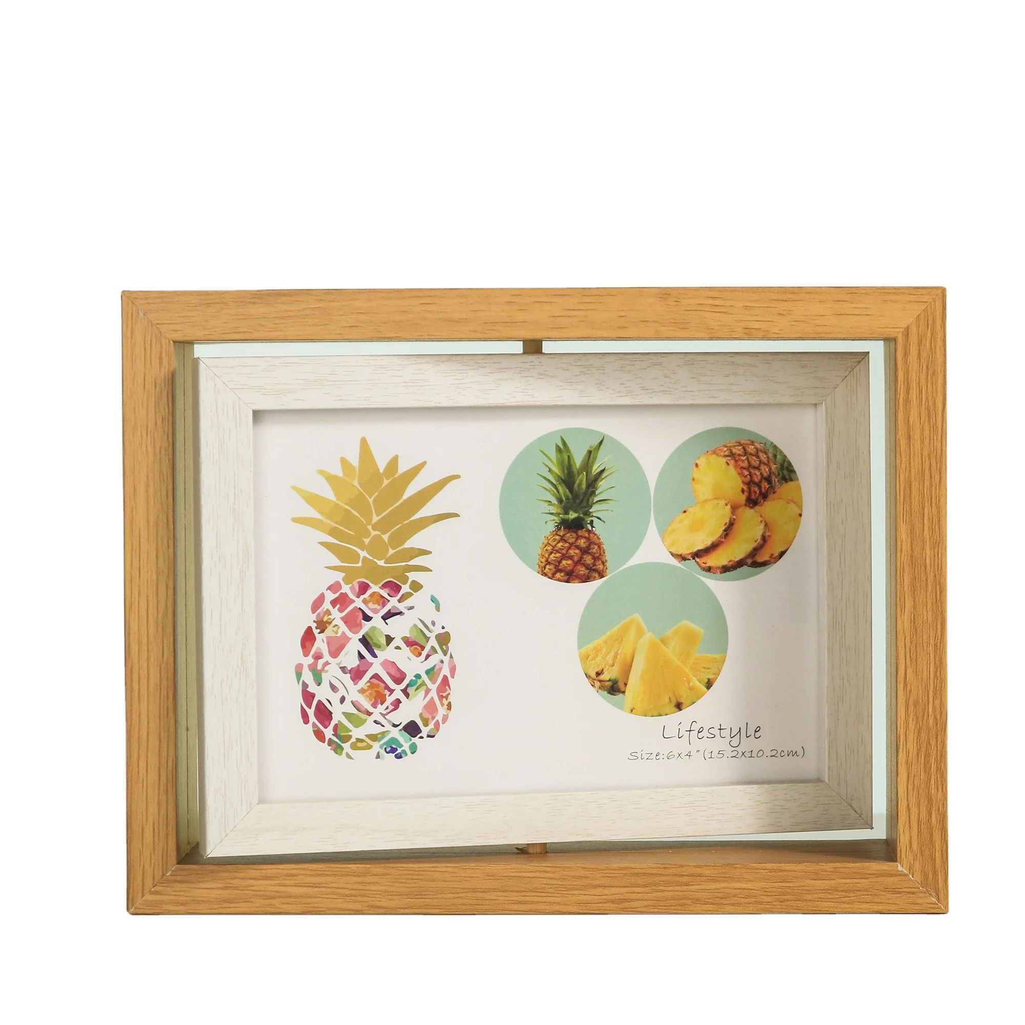 Professional design acrylic board picture wooden frame 5x7 double-sided 360 degrees photo picture frame