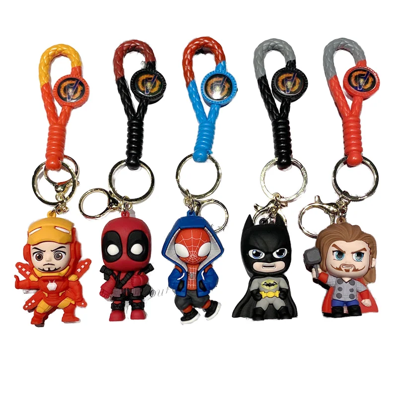 3D мягкий ПВХ резиновый аниме marvel Капитан Америка фильм Человек-паук Железный человек герой серии мультяшная кукла брелок