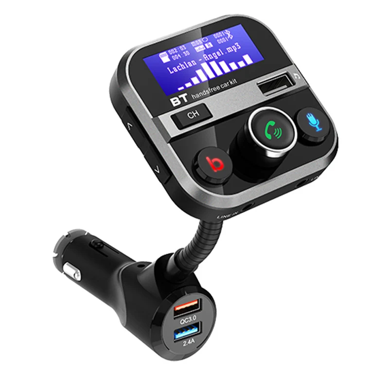 
2021Blue tooth FM Transmitter for Car, Bluetooth Car Adapter, 4-in-1 Car MP3 Player with 1.8 Inch Color Display, AUX Input/Out 