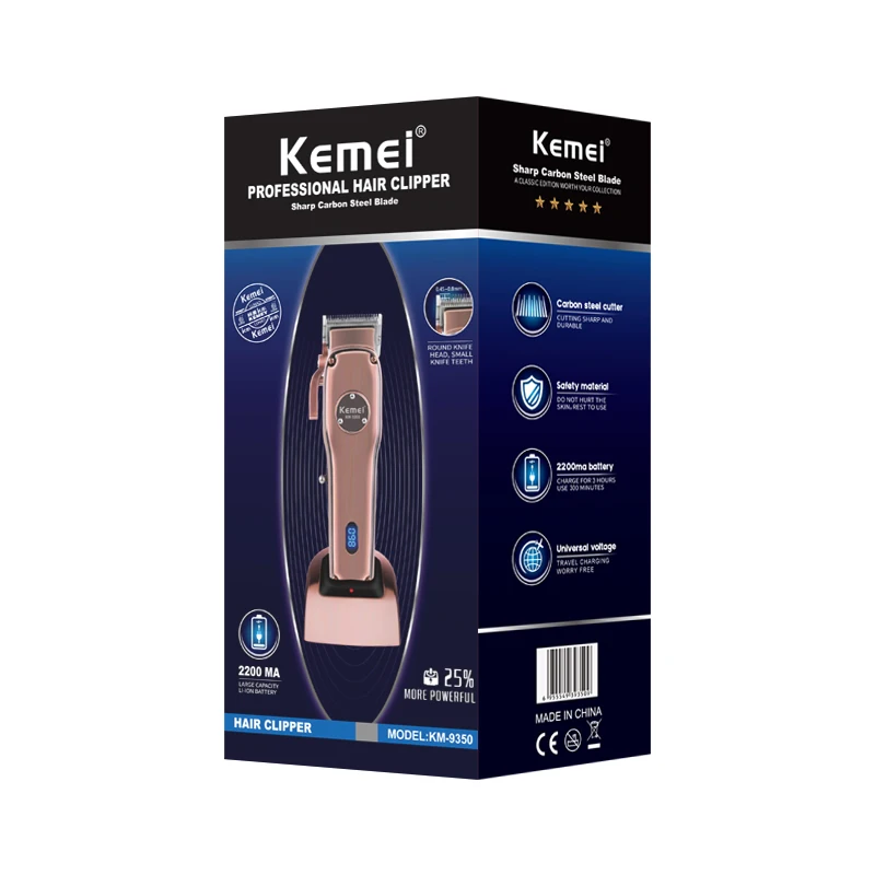 Kemei KM-9350 Electric Charging Liquid Crystal Display Electric Hair Clipper Razor With Charging Base Trimmer