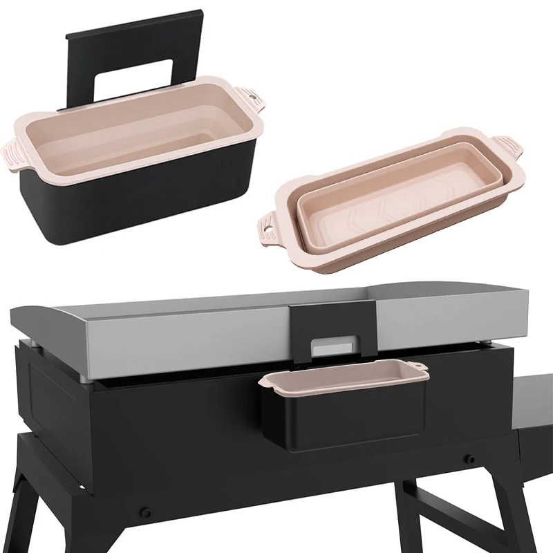 Foldable Bpa Free Silicone Drip Pans Rear Grease Cup Liners Easy To Clean Bbq Griddle Accessories For Blackstone Grills