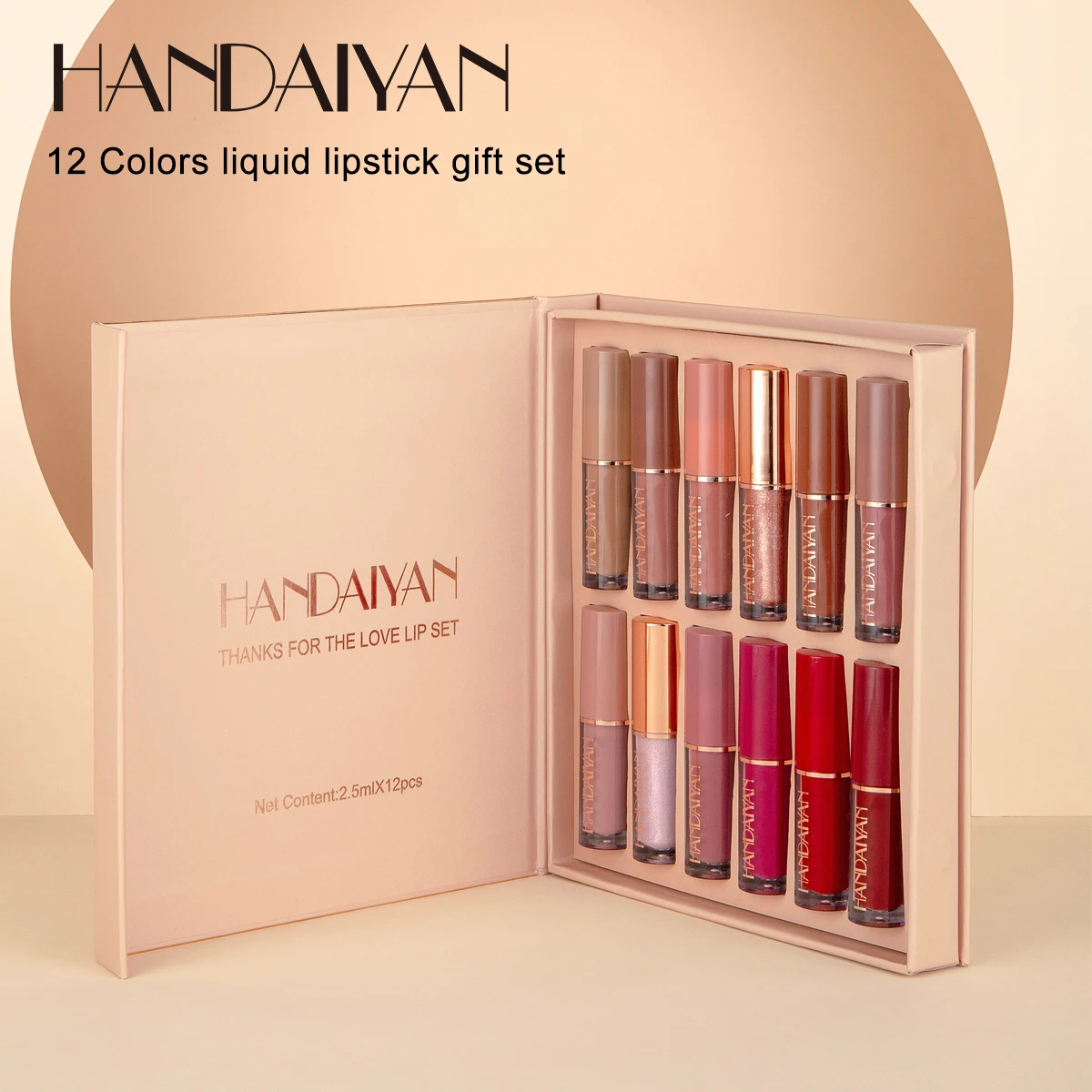 Handaiyan Customized Light Gloss Matte Lipstick Set Private Label Waterproof Long Lasting