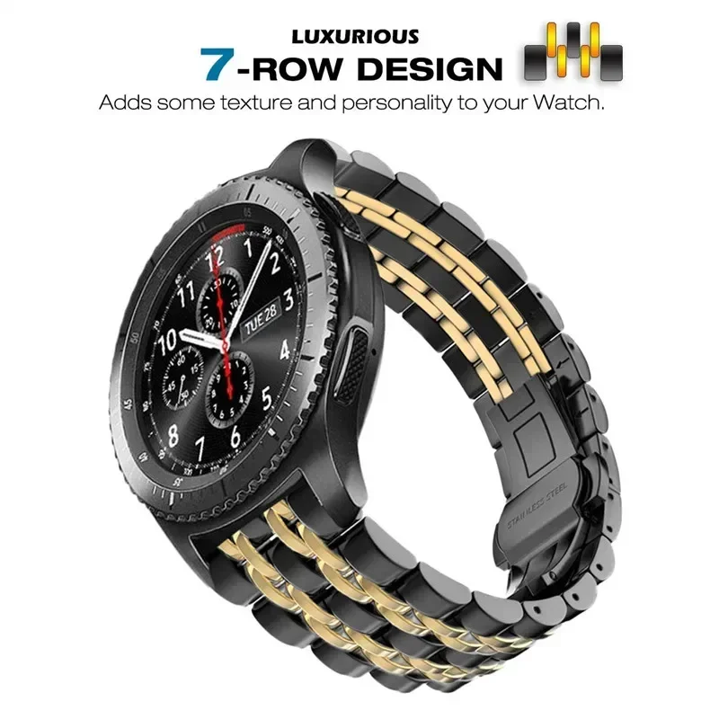 CAOWTAN 22mm 20mm Strap for Samsung Galaxy Watch Classic 6 5 4 5Pro Gear S3 Metal Steel Band Active 2 for Huawei Watch 4 GT3
