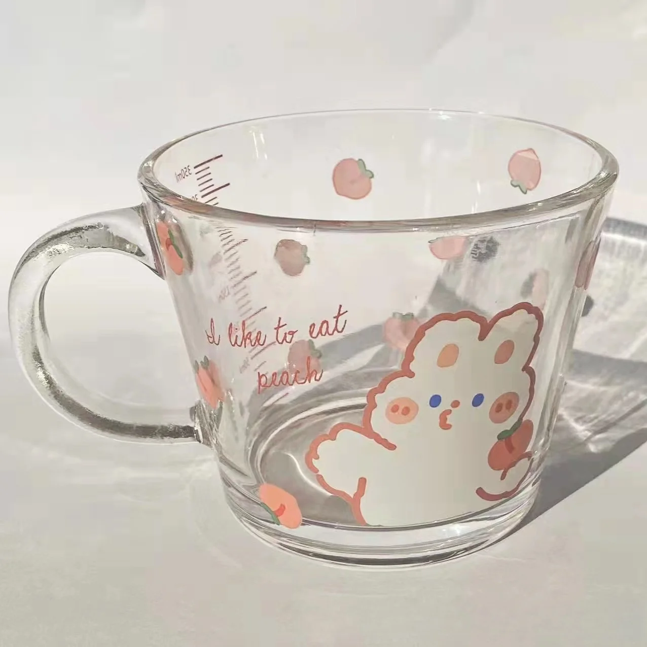Cute Presents Summer Cartoon Fruit Flower Glass Cup for Breakfast Oats Milk Yogurt