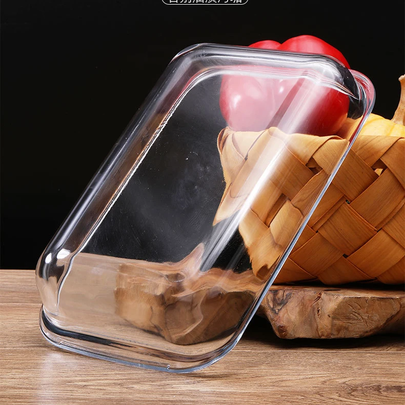 High Borosilicate Glass heat-resistant baking plate Long quadrate plates microwave oven baking pizza food plates