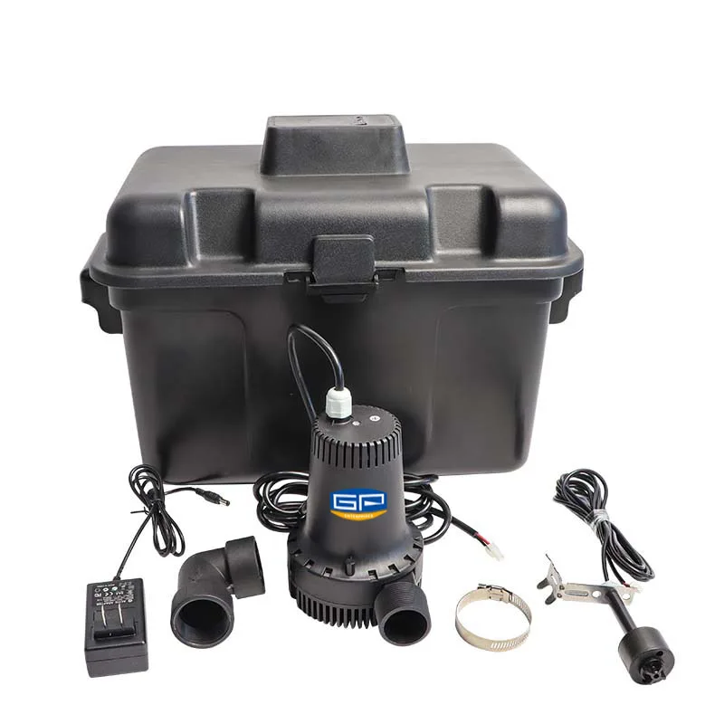 high flow battery DC backup sump pump protect basements from flooding during power outage or  extra pumping capacity is required
