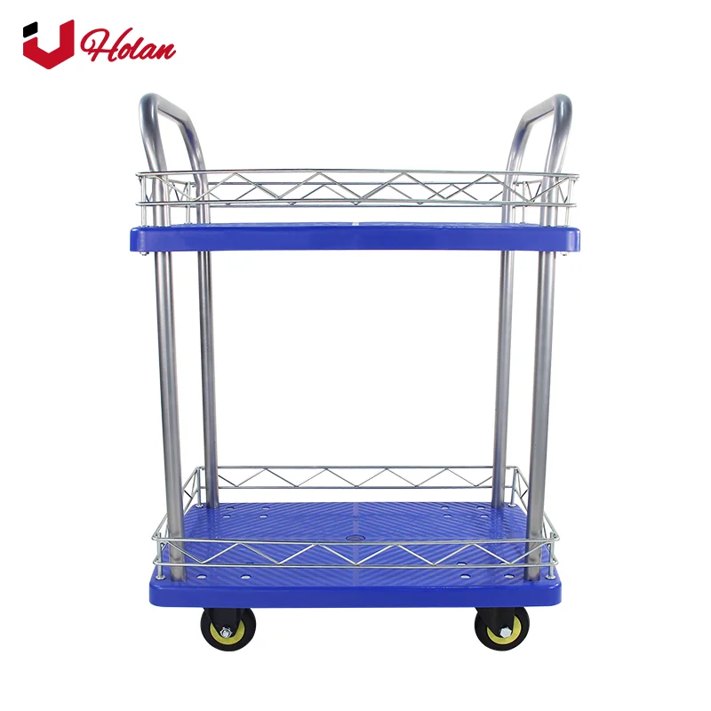Uholan 150 кг 330lb 2 Уровня Тележку Dolly пластиковые планшетный тележки двойной слой перемещение склад пуш-ап ручная тележка