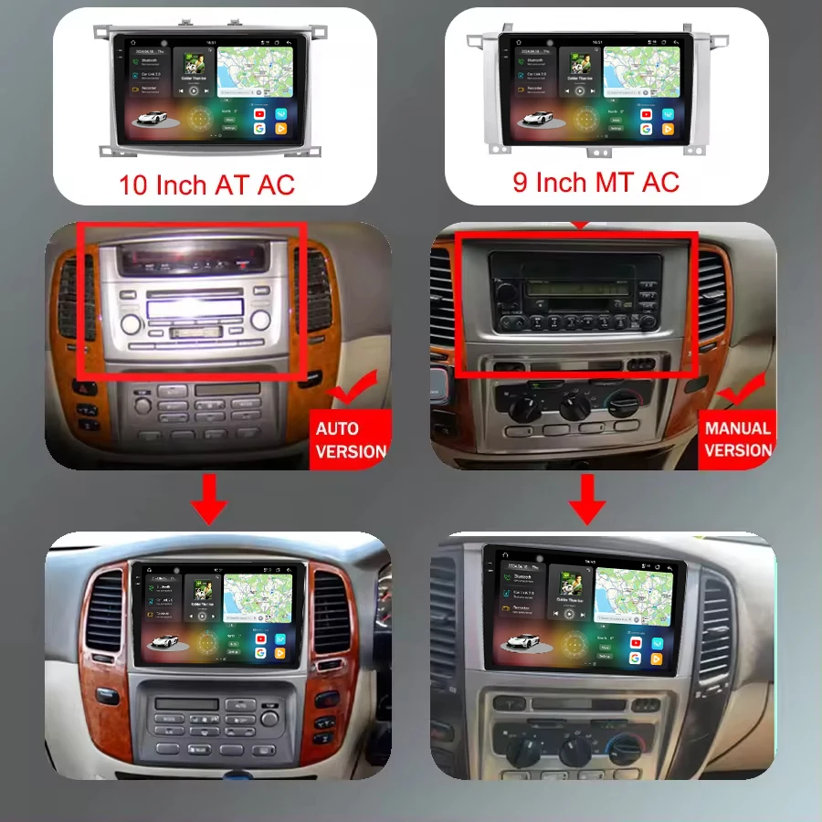9 Inch Android Car Radio QLED Screen GPS Navigation CarPlay Auto Stereo Video Player For Toyota Land Cruiser  Lc100 2003-2016