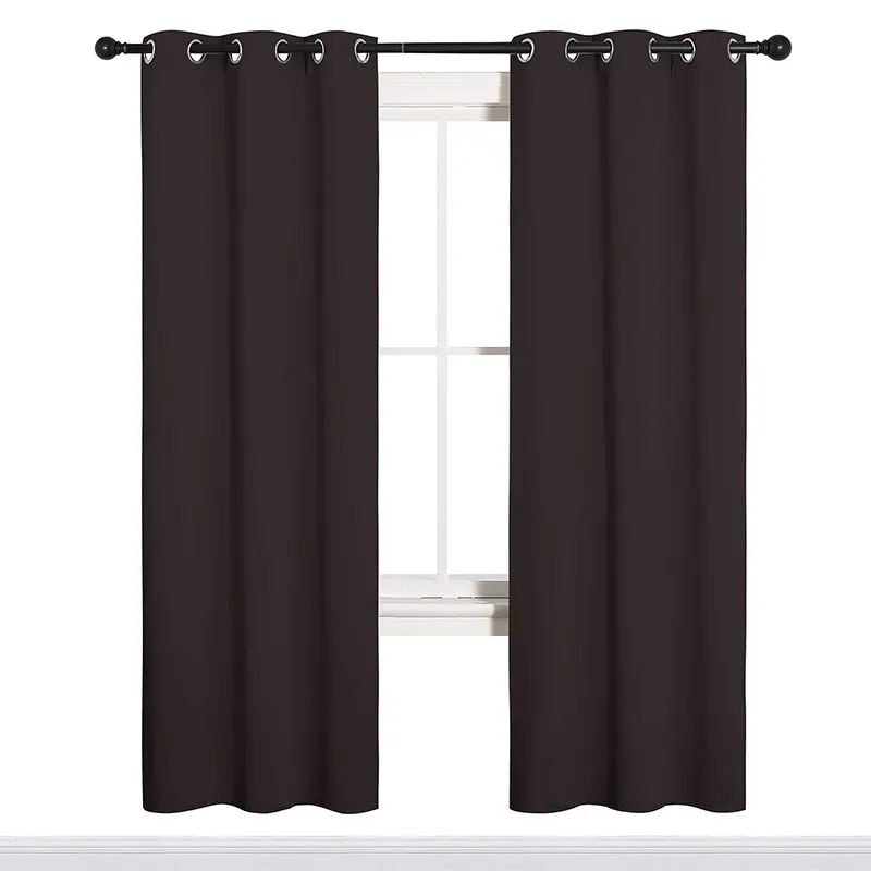 High Quality Eco-friendly 100% polyester Thickening Solid Black fabric Sheer Curtain Blackout For Living Room hotel selling