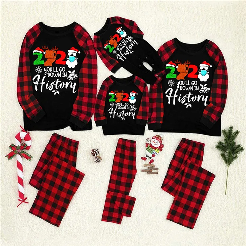 Family Matching Sleepwear Set  Long Sleeve Print Nightwear Parent-child Sleepwear Suit Christmas Pajamas