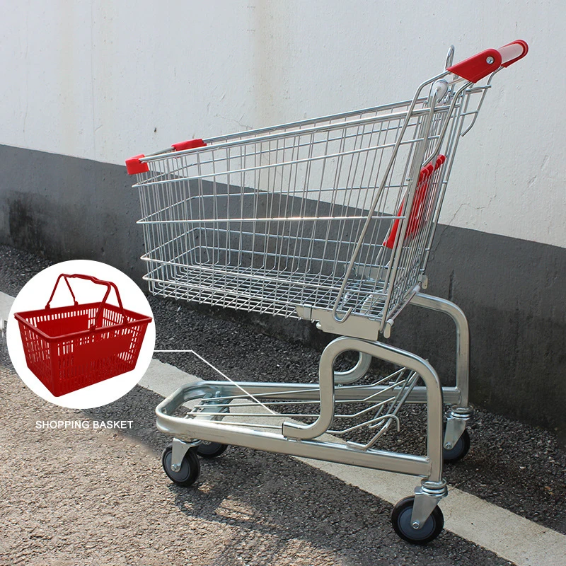Kainice metal trolley for super market grocery shopping cart personalized single baskets unfoldable shopping trolley cart