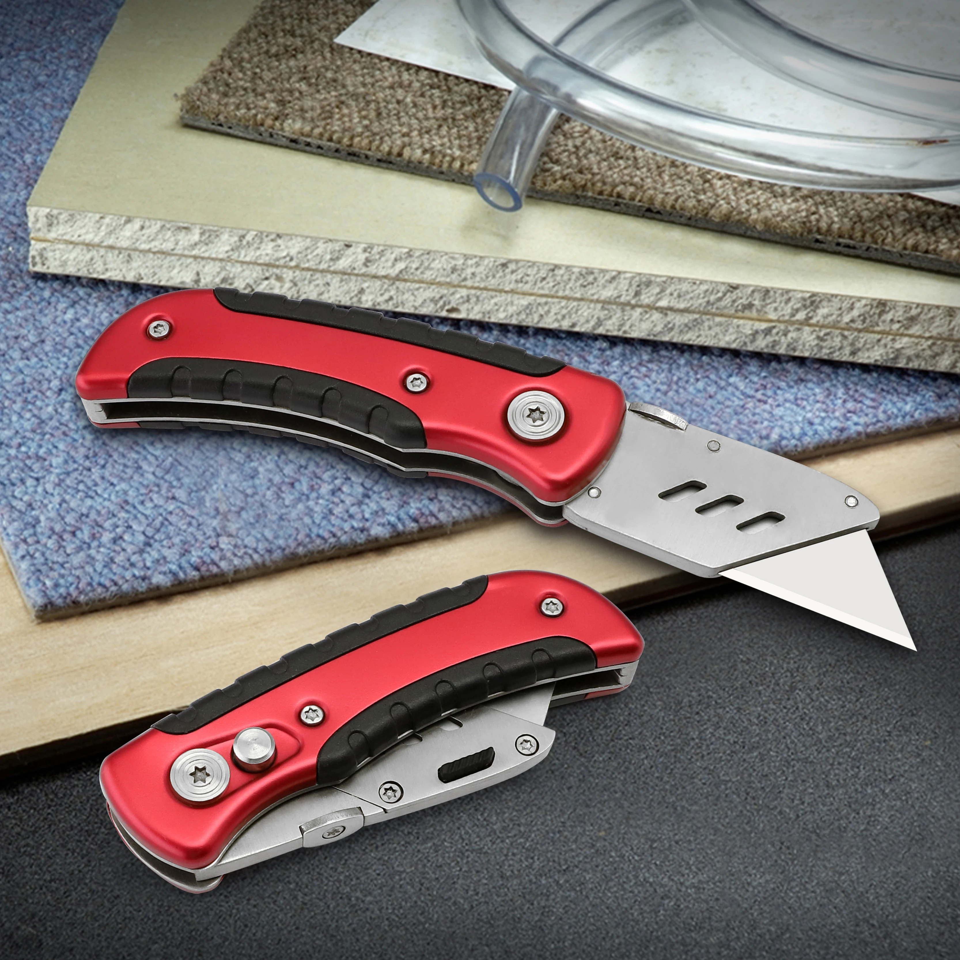 Folding Utility Knife with Stainless Steel Blades Pocket Knives For Cutting Carton Tape Express Parcel