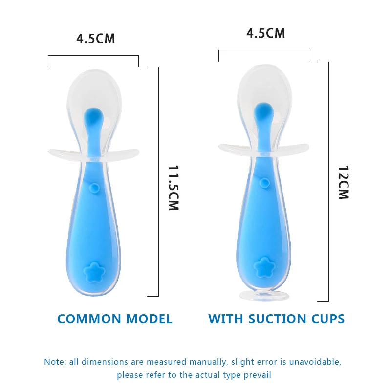 Silicone Trainer Spoons with Choke Guard for Baby Led Weaning Silicone Self Feeding Utensil Easy Grip Toddler Cutlery Kit with